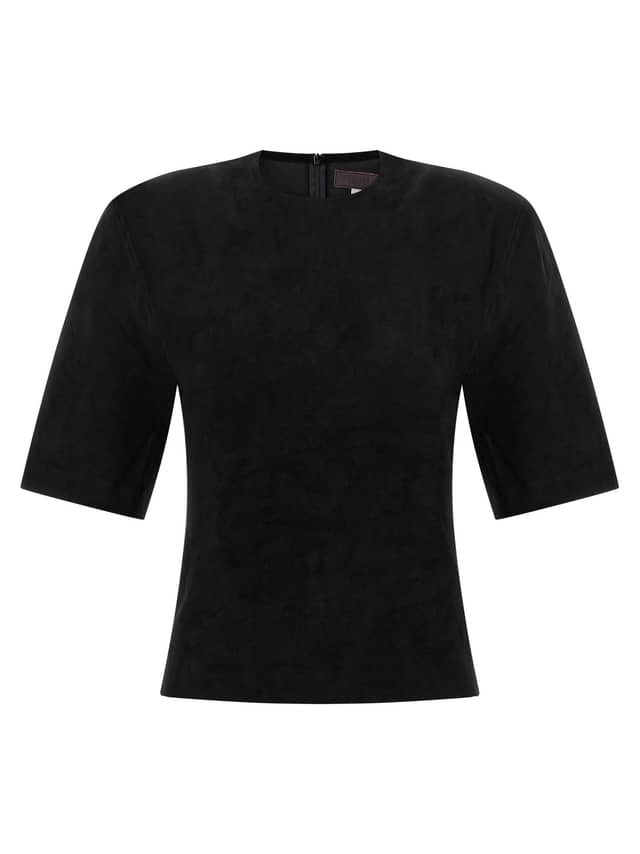 Black Lamb Leather T-Shirt
