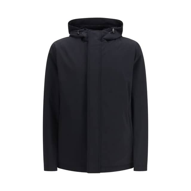 Black Polyester Full-Length Jacket