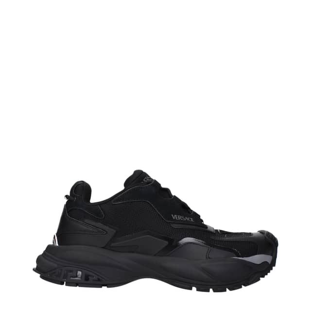 Black Fabric Chunky Sneakers