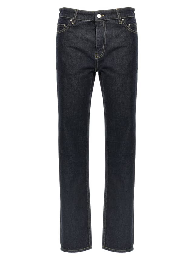 Blue Cotton Tapered Jeans