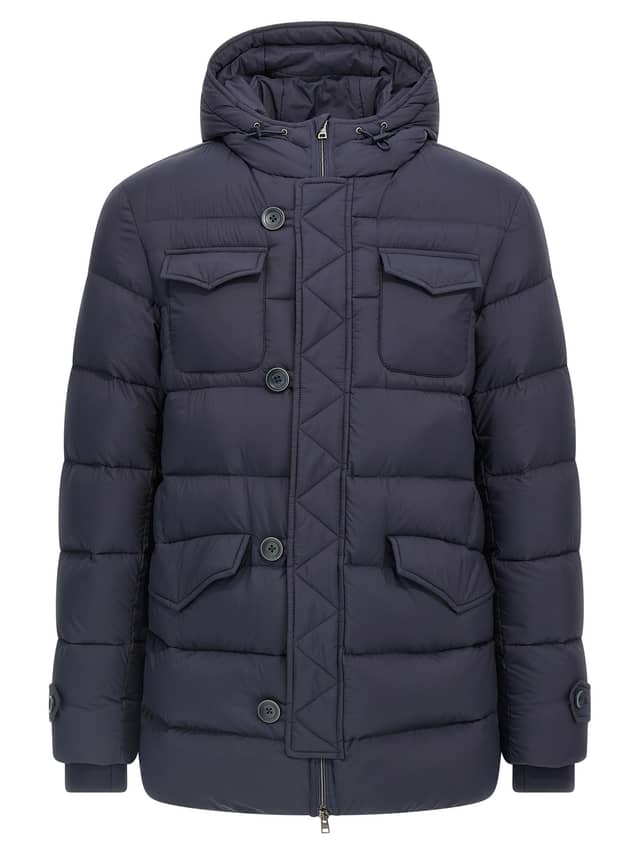 Blue Polyamide Full-Length Jacket