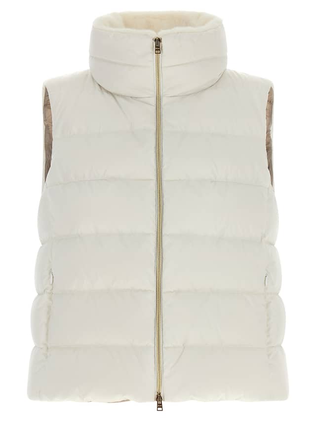 White Polyester Sleeveless Jacket