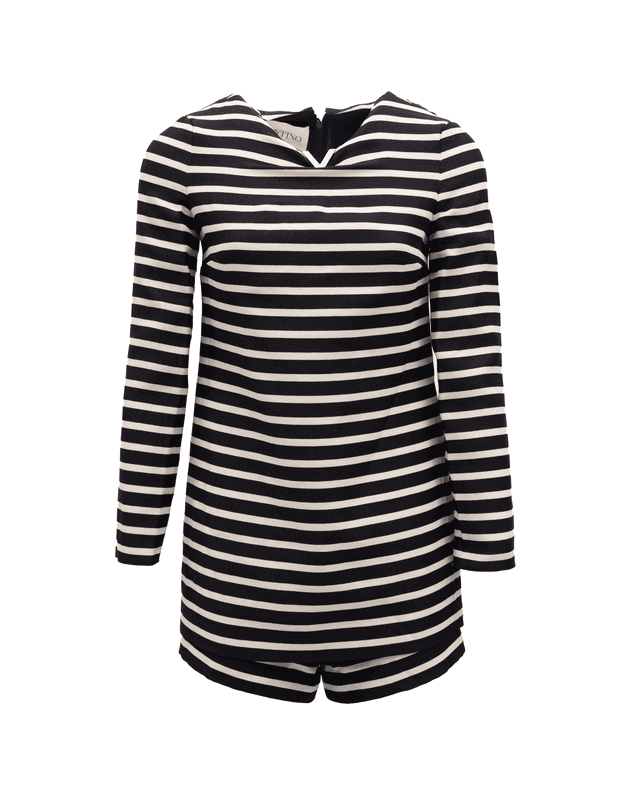 Black and White Striped Romper
