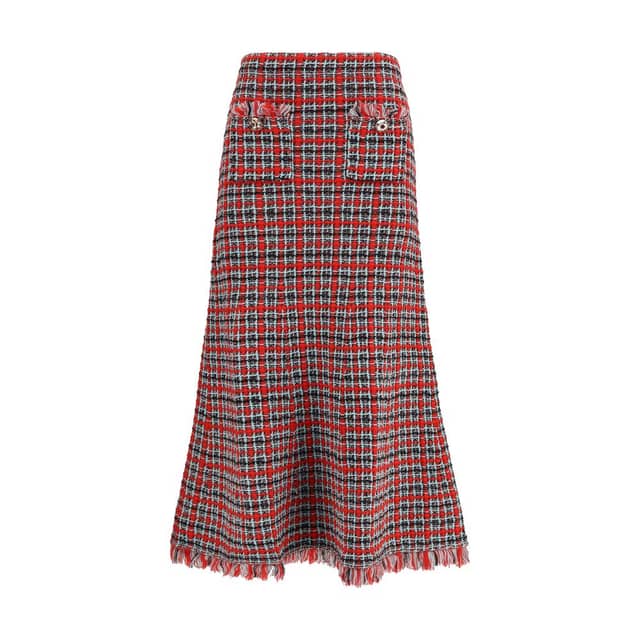 Red Cotton Midi Skirt