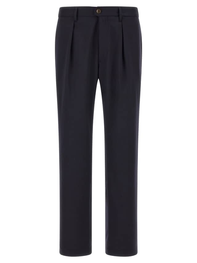 Blue Polyester Dress Pants