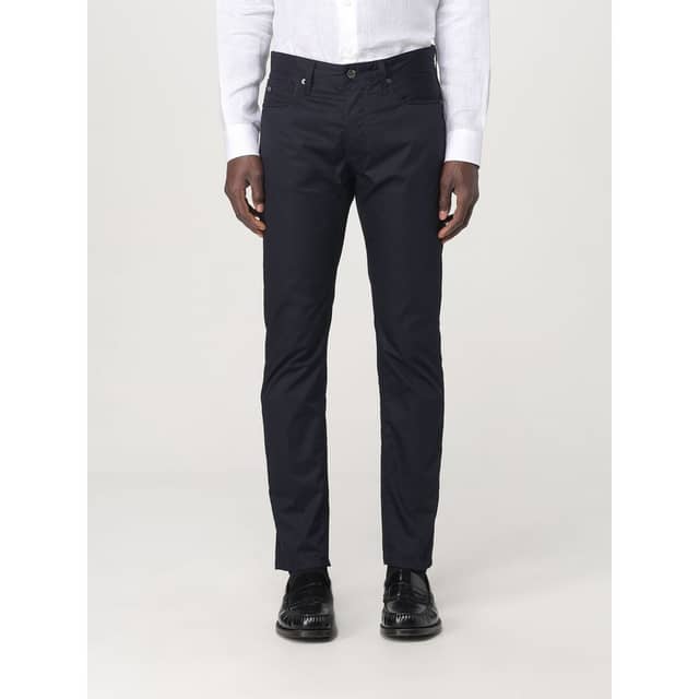 Blue Cotton Casual Pants