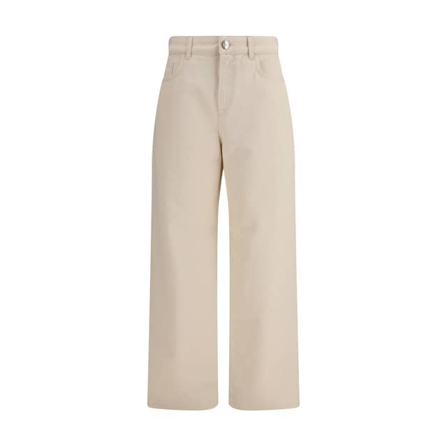 Beige Cotton Relaxed Fit Jeans