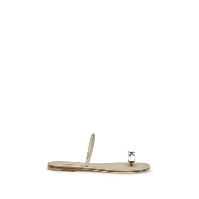 Gold Calf Leather Bos Taurus Flat Sandals