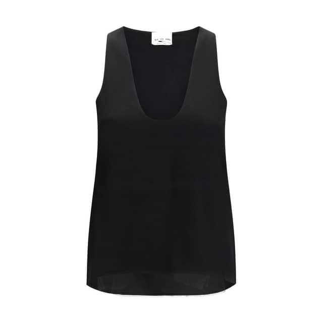 Black Silk Sleeveles T-Shirt
