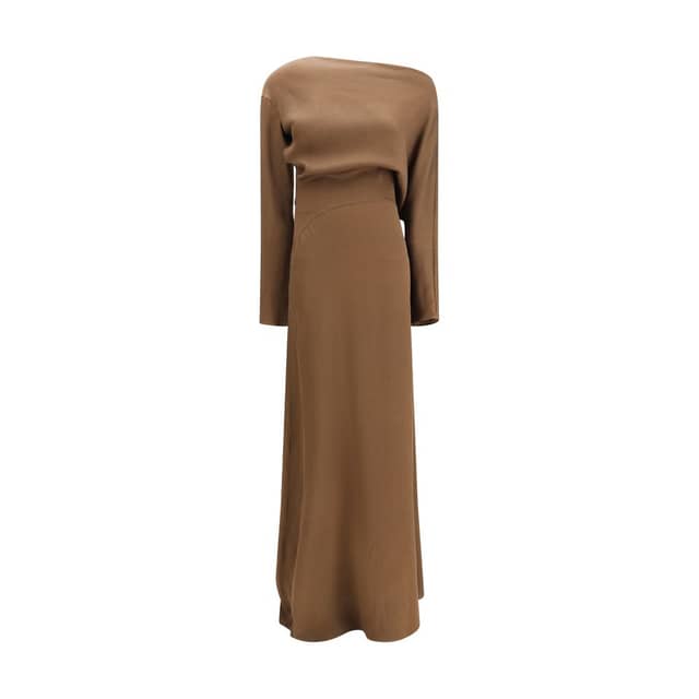 Brown Silk Casual Dress