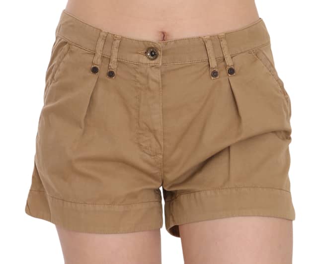 Brown Mid Waist 100% Cotton Mini Shorts