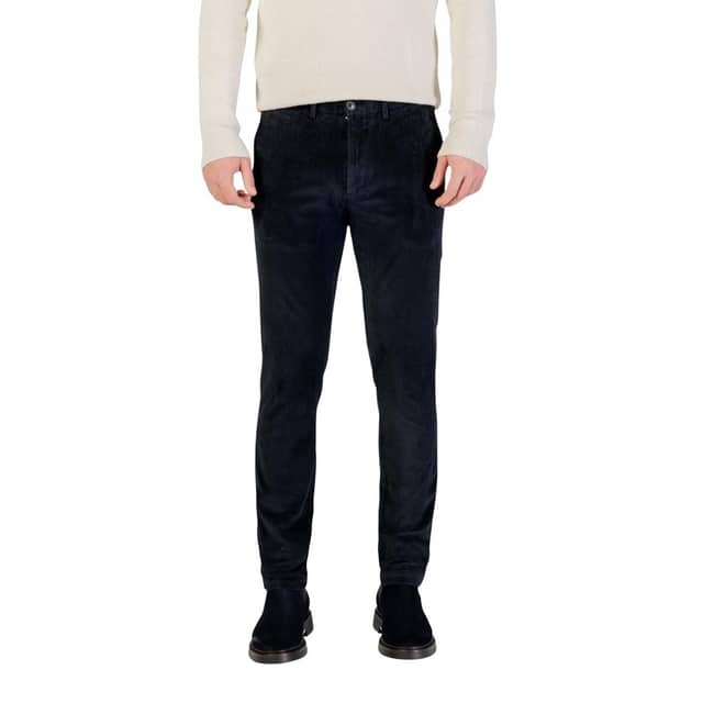 Blue Cotton Casual Pants