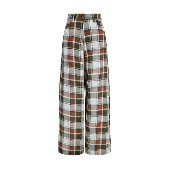 Red Linen Casual Pants