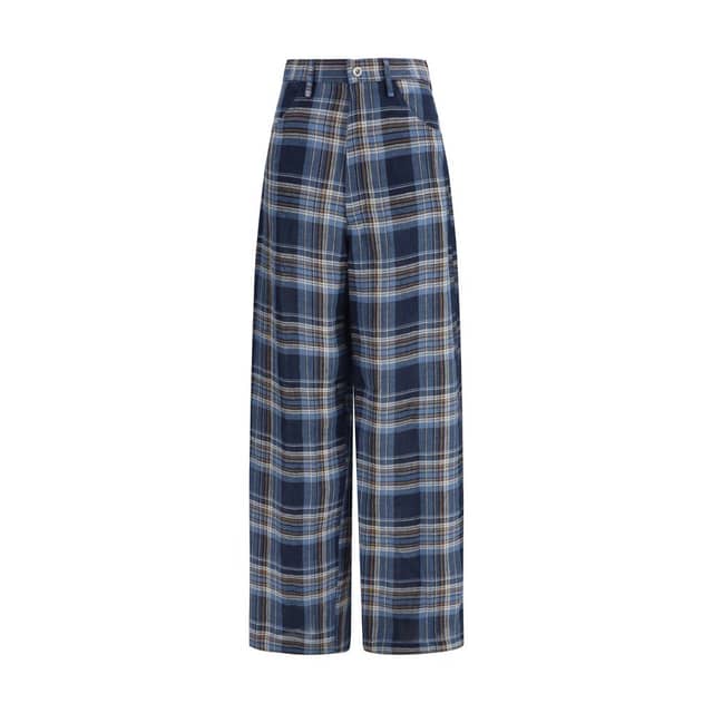 Blue Linen Casual Pants