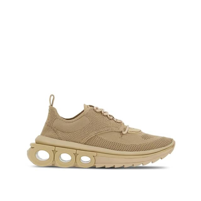 Beige Fabric Athletic Sneakers