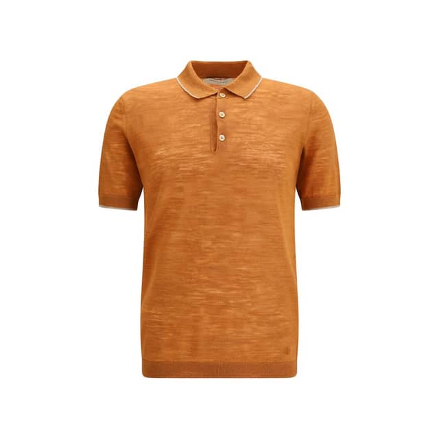 Orange Linen Polo Shirt