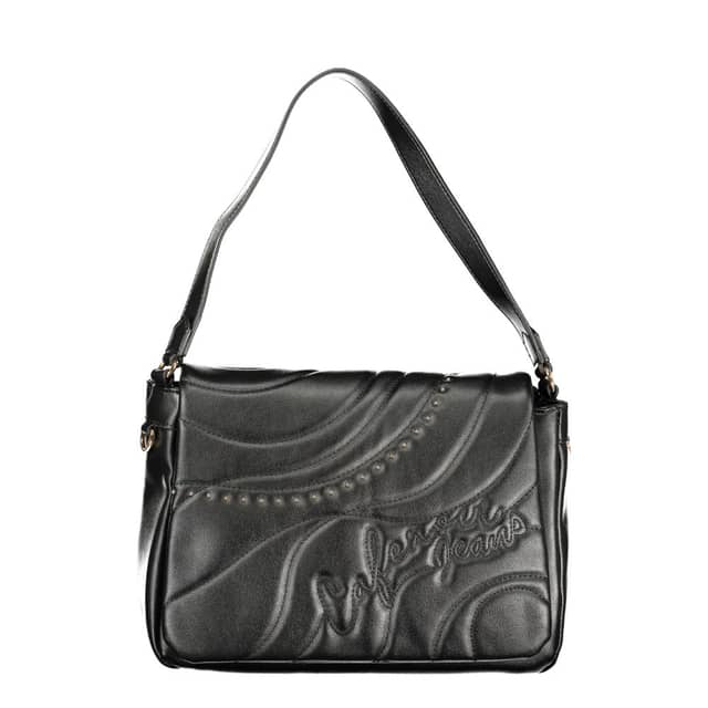 Black Polyurethane Women Shoulder Bag