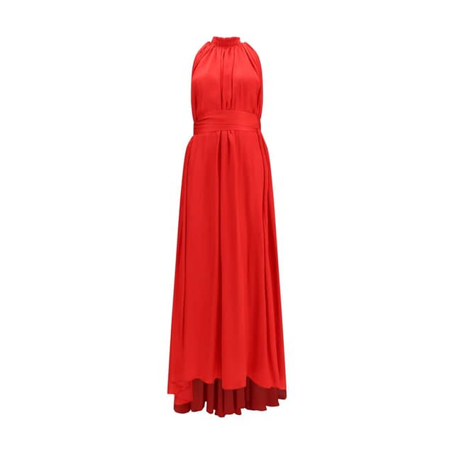 Red Polyester Long Dress