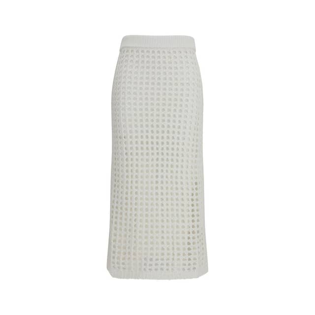 White Cotton Midi Skirt