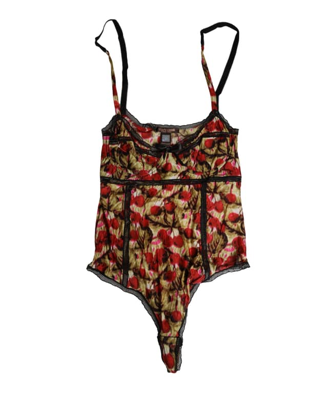 Multicolor CherryPrint Lace Bodysuit Underwear