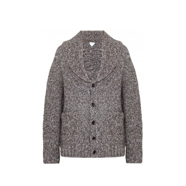 Gray Alpaca Leather Cardigan