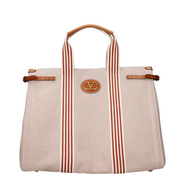 Beige Fabric Handbag