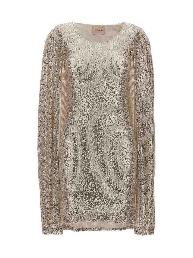 Silver Polyester Short Dress