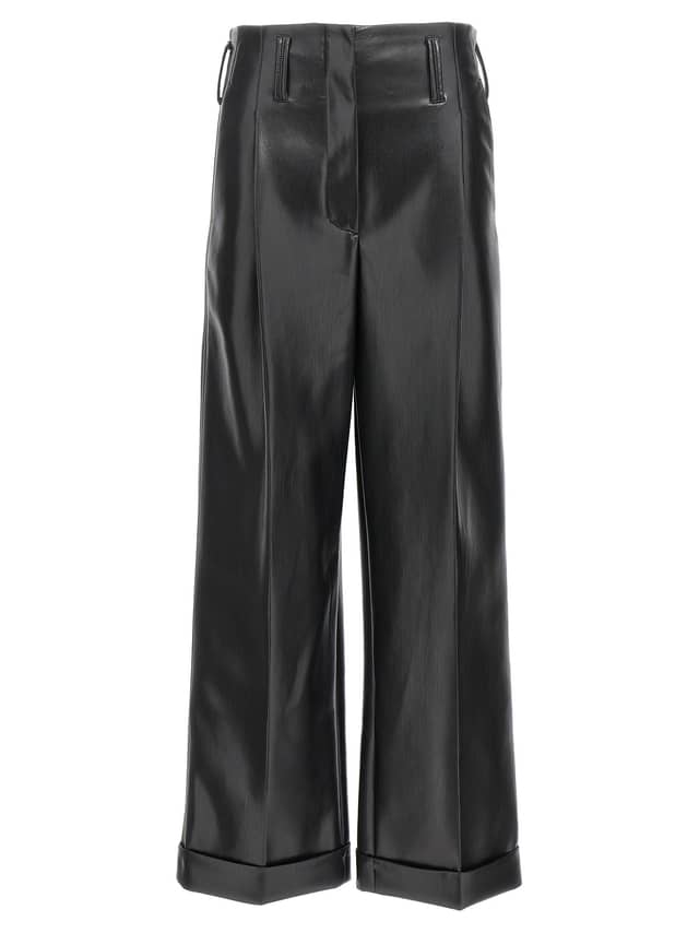 Black Polyester Casual Pants