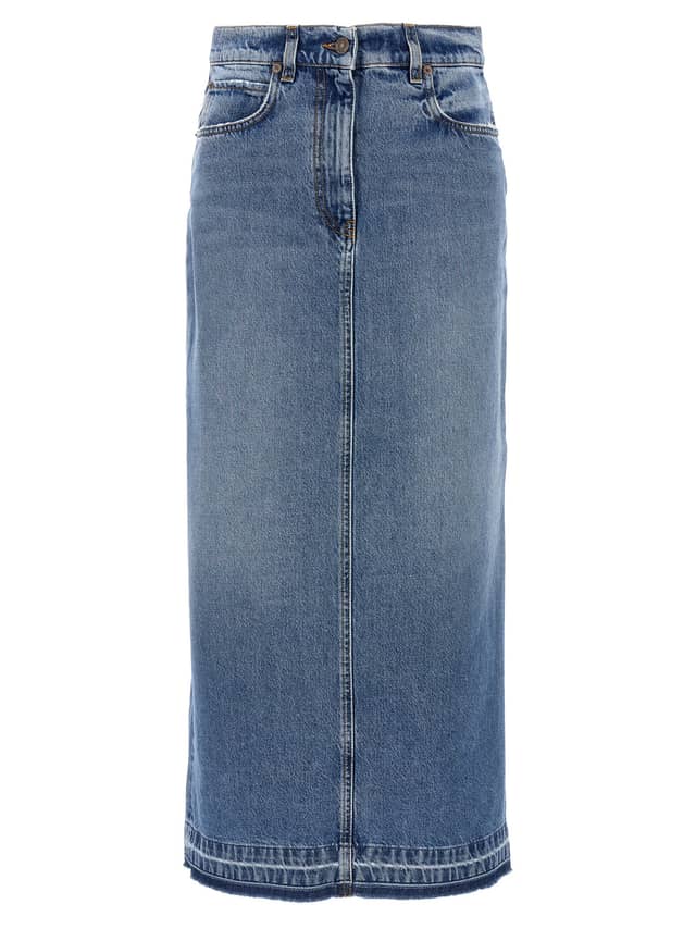 Blue Cotton Mini Skirt