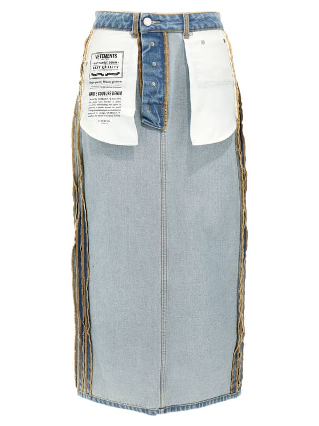 Blue Cotton Mini Skirt