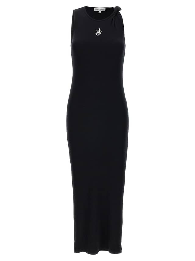 Black Cotton Midi Dress
