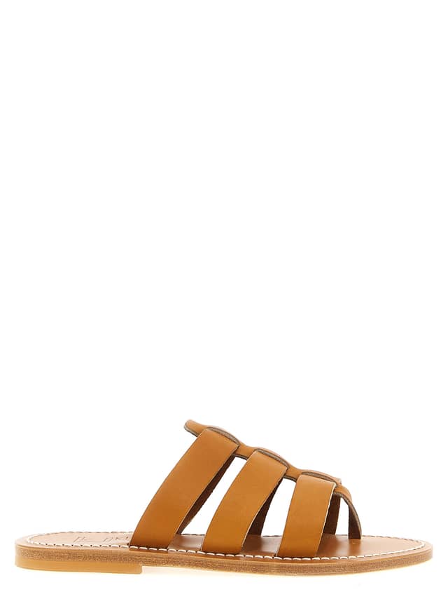 Beige Cowhide Slides