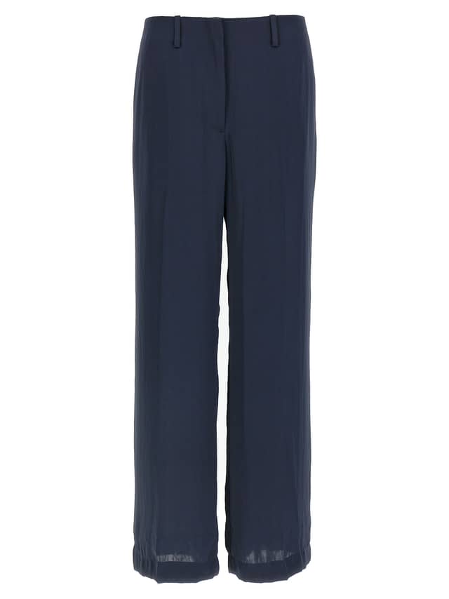 Blue Polyester Casual Pants