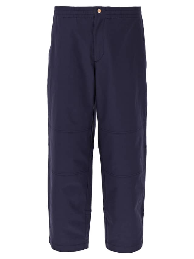 Blue Cotton Casual Pants