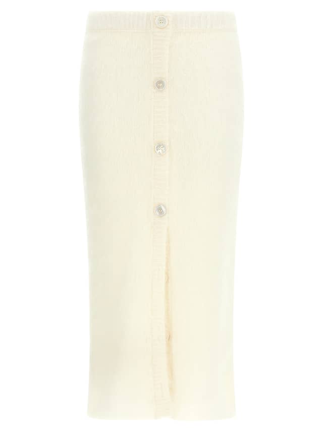 White Other Fibres Midi Skirt