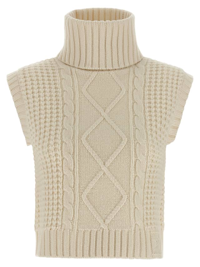 White Merino Wool Sleeveless Jacket