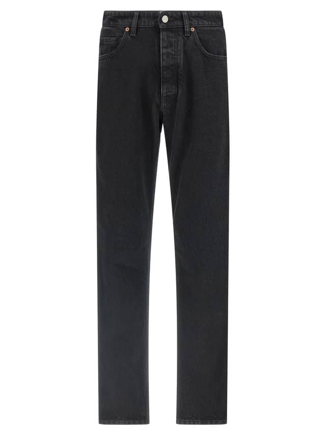 Black Cotton Tapered Jeans