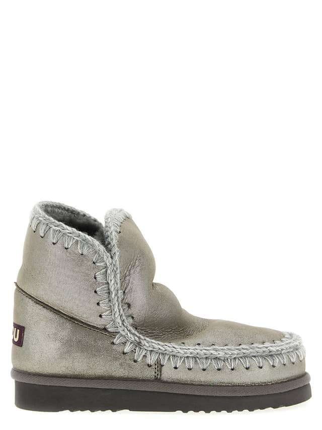 Silver Lambskin Ankle Boots