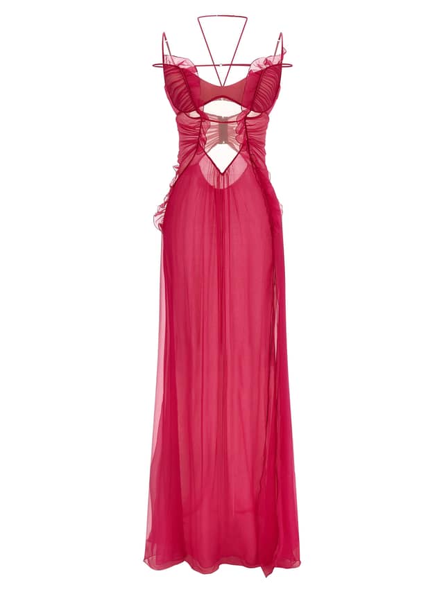 Fuchsia Silk Long Dress