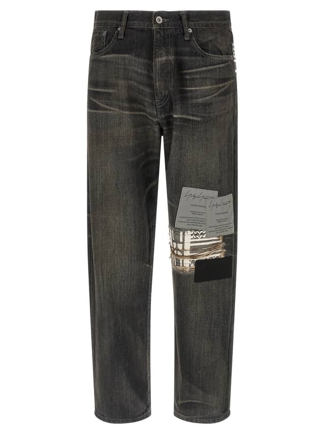 Black Cotton Tapered Jeans