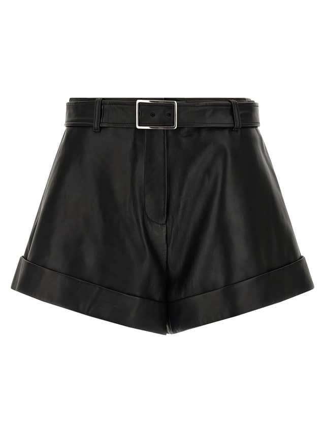 Black Lamb Leather Bermuda Shorts