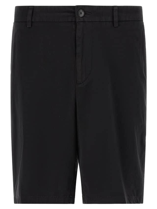 Black Cotton Bermuda Shorts