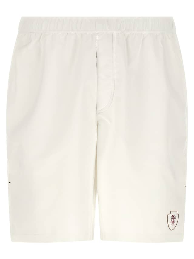 White Polyester Bermuda Shorts
