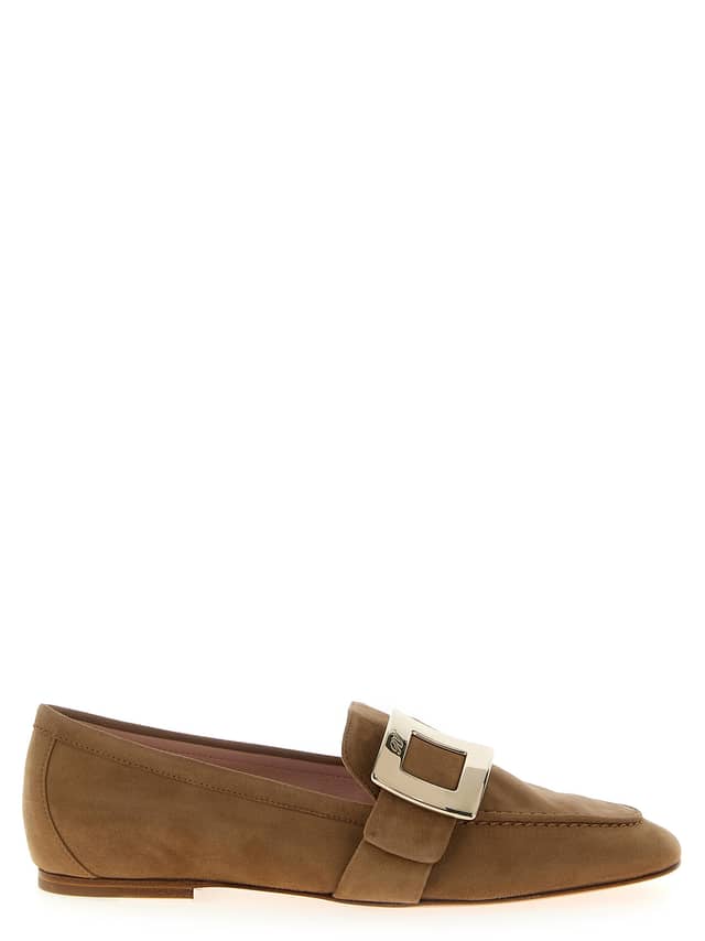 Beige Goatskin Slip-On Loafers