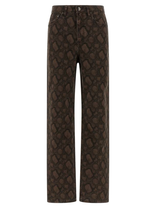 Brown Cotton Straight-Leg Jeans