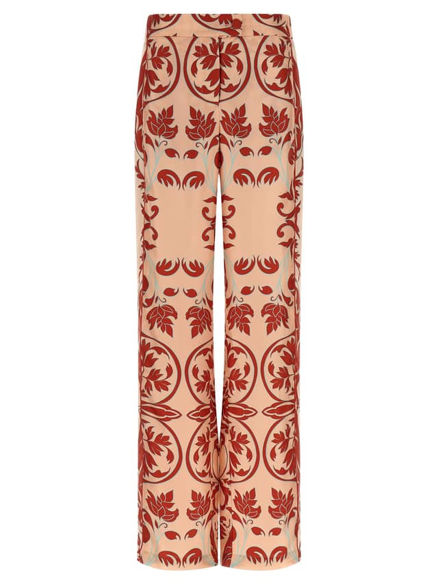 Multicolor Silk Casual Pants