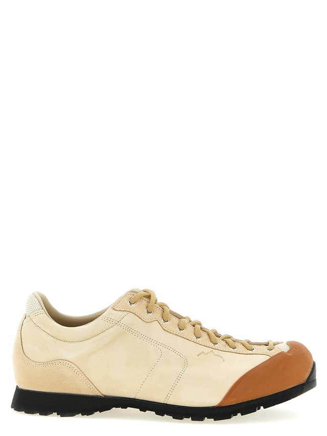 Beige Leather Athletic Sneakers