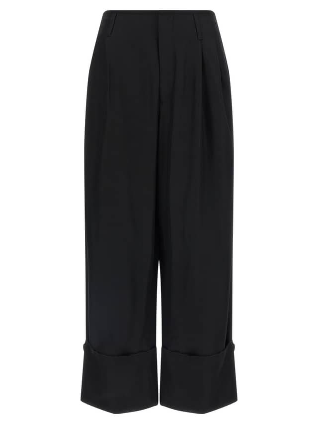 Black Viscose Casual Pants