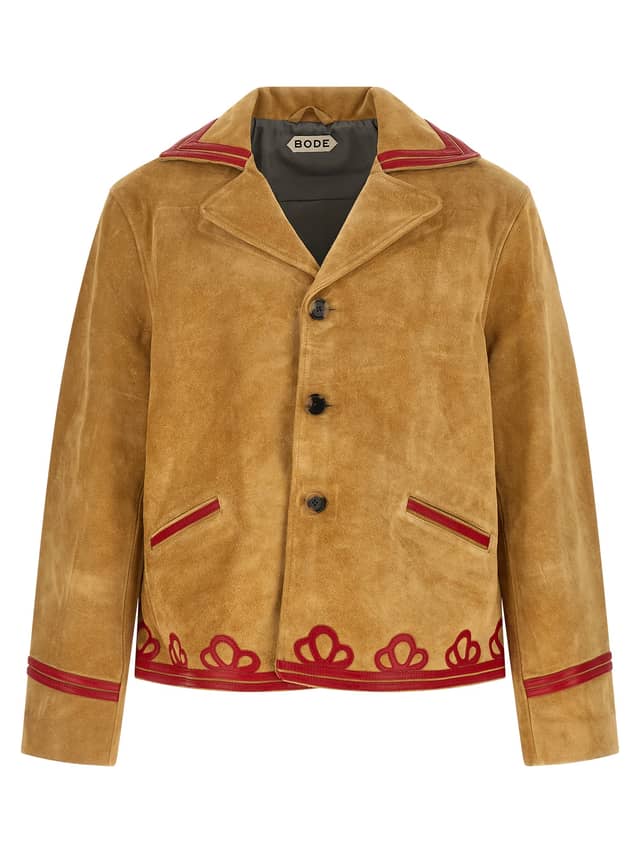 Beige Cowhide Leather Jacket