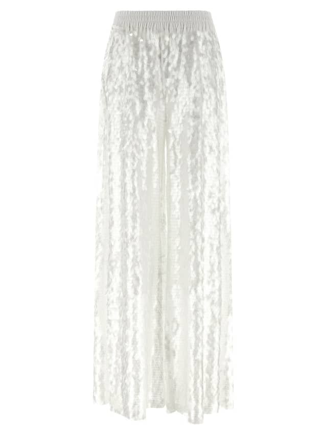 White Nylon Casual Pants